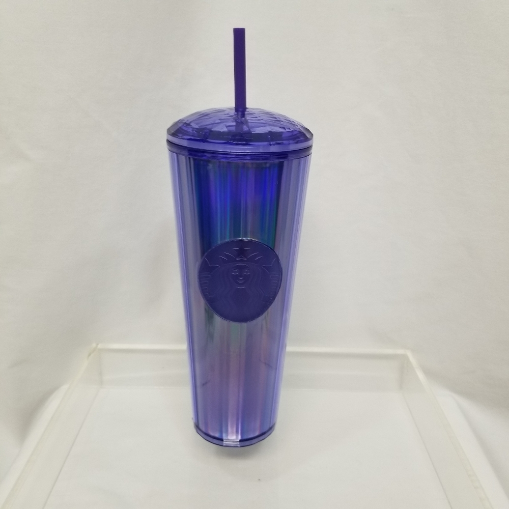 Starbucks 2023 Irridescent Purple Crystal Venti Tumbler Cup Dome W/Straw 24 Oz